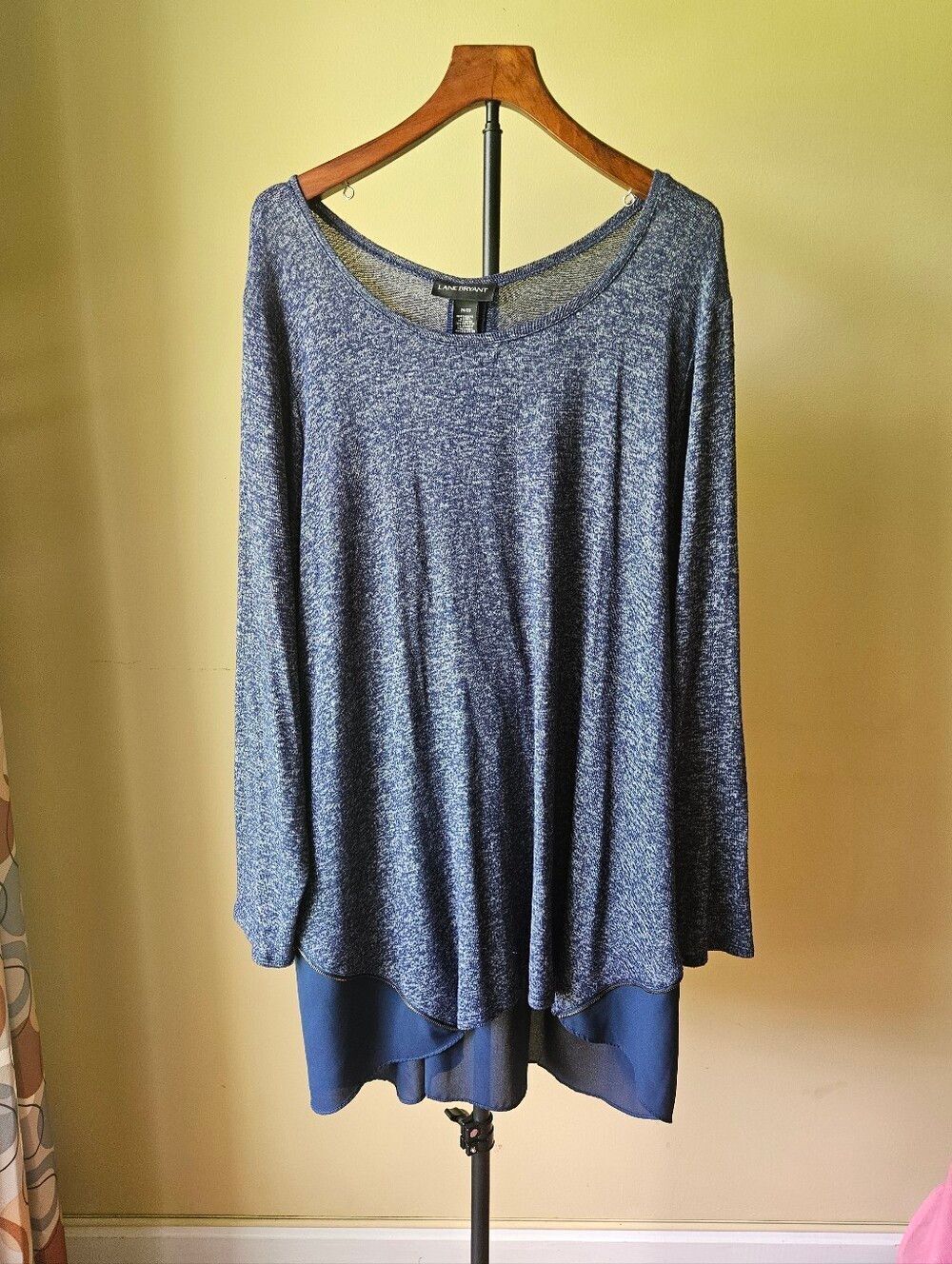 Lane Bryant Heathered Navy Blue Layered Hem Tunic Size 26/28